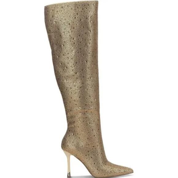 International Concepts Saveria Over The Knee Boots Size 10 Gold Bling NWT - Picture 1 of 5